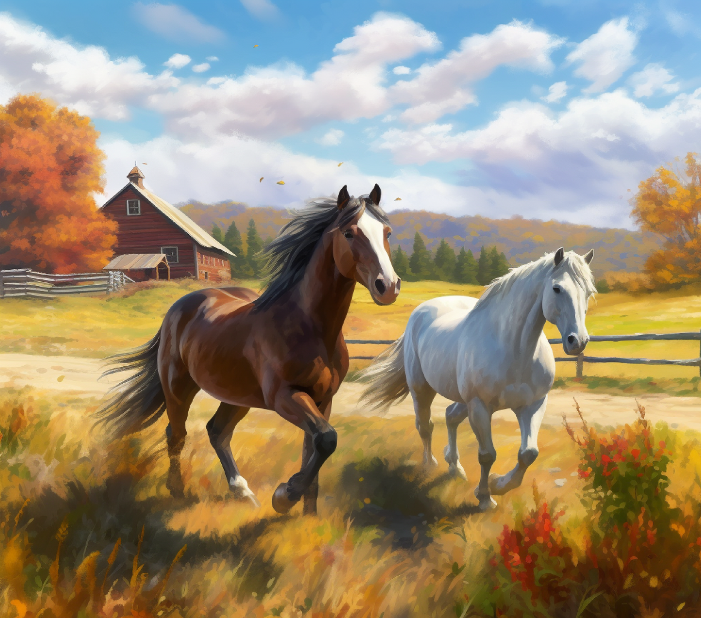 #126 Horses on a Farm Tumbler