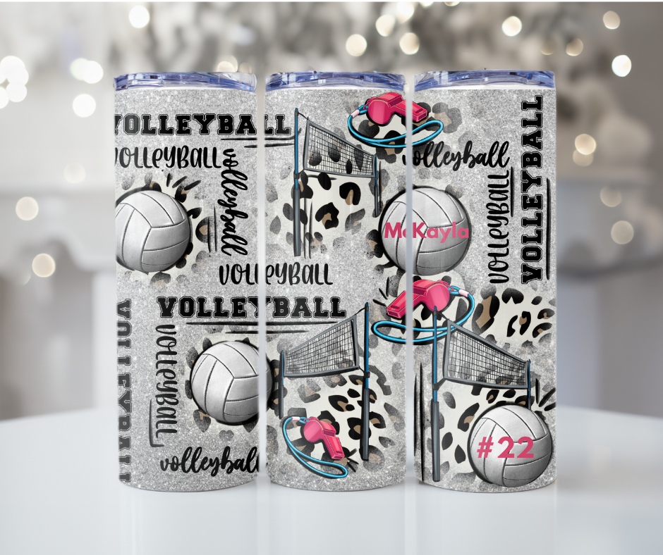 #12 Customized Grey Volleyball Tumbler