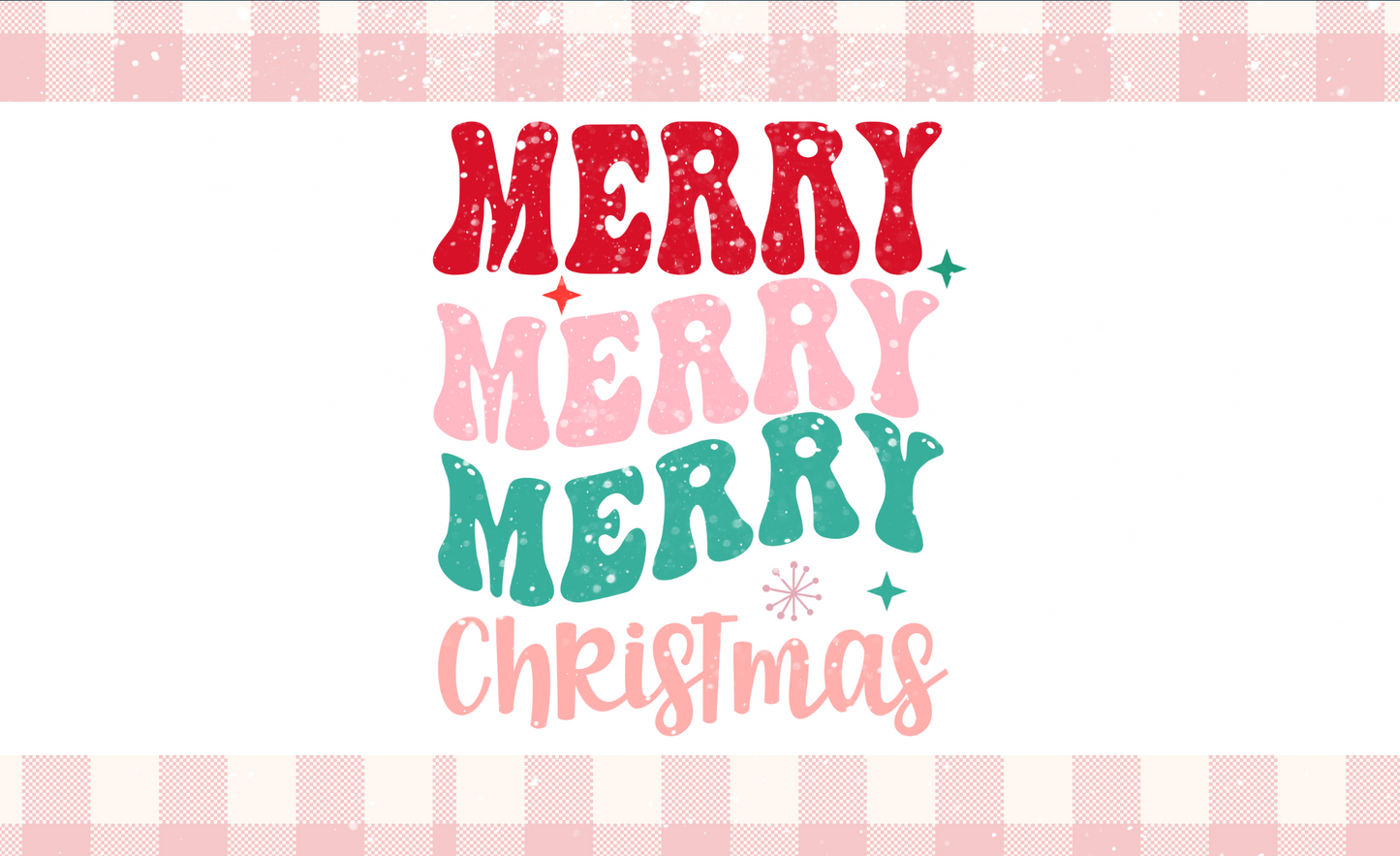 #168 Merry Merry Christmas Pink Plaid Can Cooler