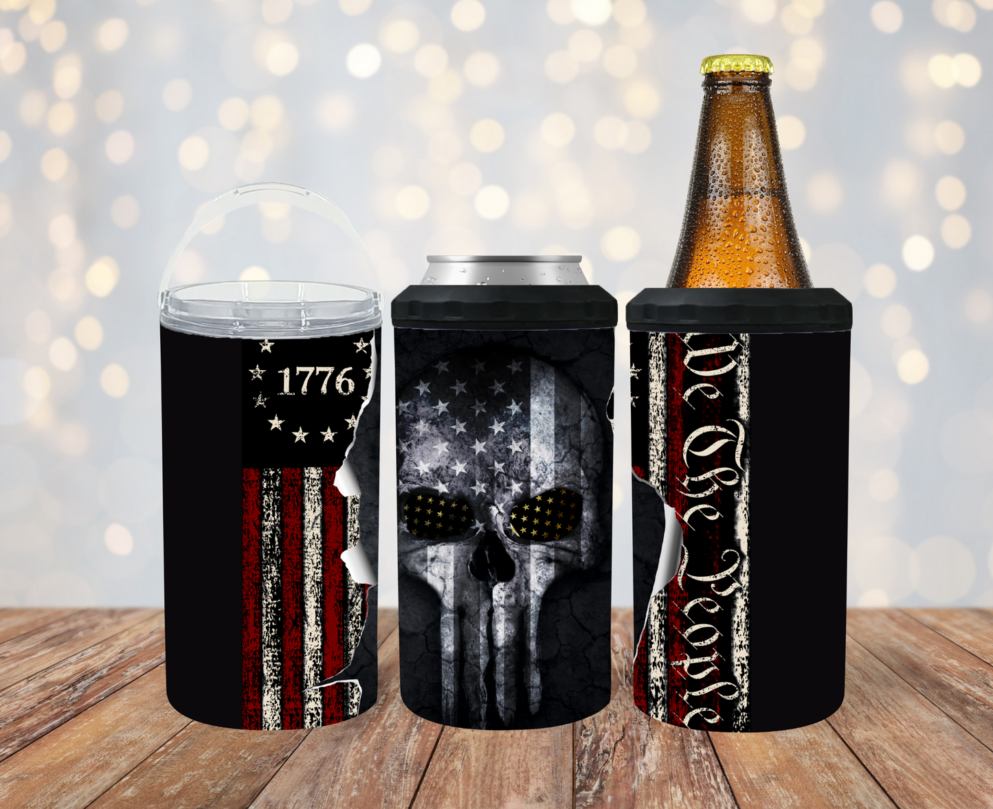 #204 1776 We The People Skull Can Cooler