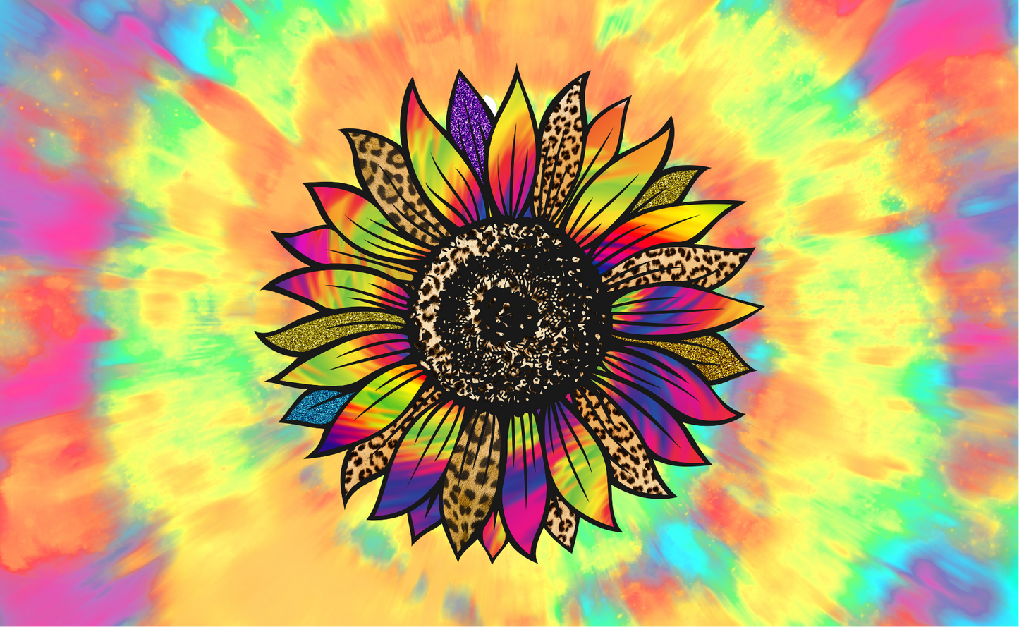 #177 Tye Dye Sunflower Can Cooler