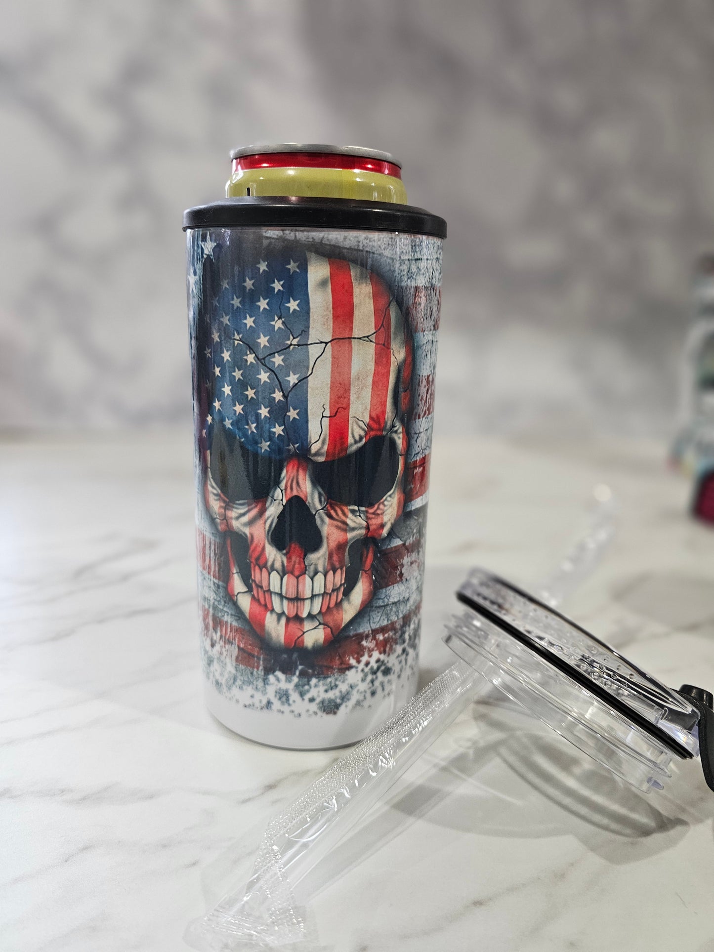 #520 1776 We The People Skull Can Cooler
