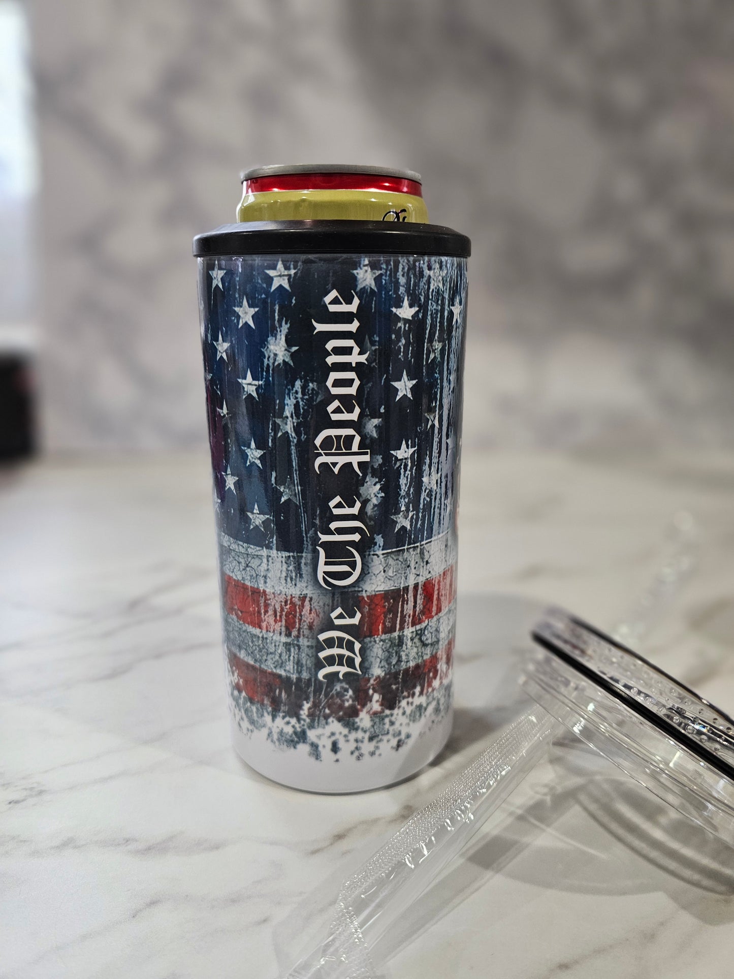 #520 1776 We The People Skull Can Cooler