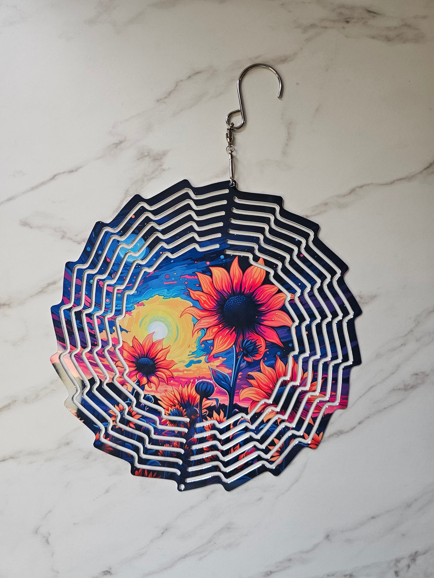 #526 Moonlight Sunflower Wind Spinner - 8 inch