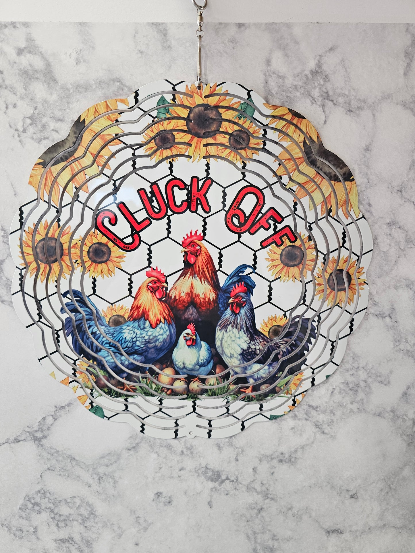 #536 Cluck Off Wind Spinner- 10 Inch