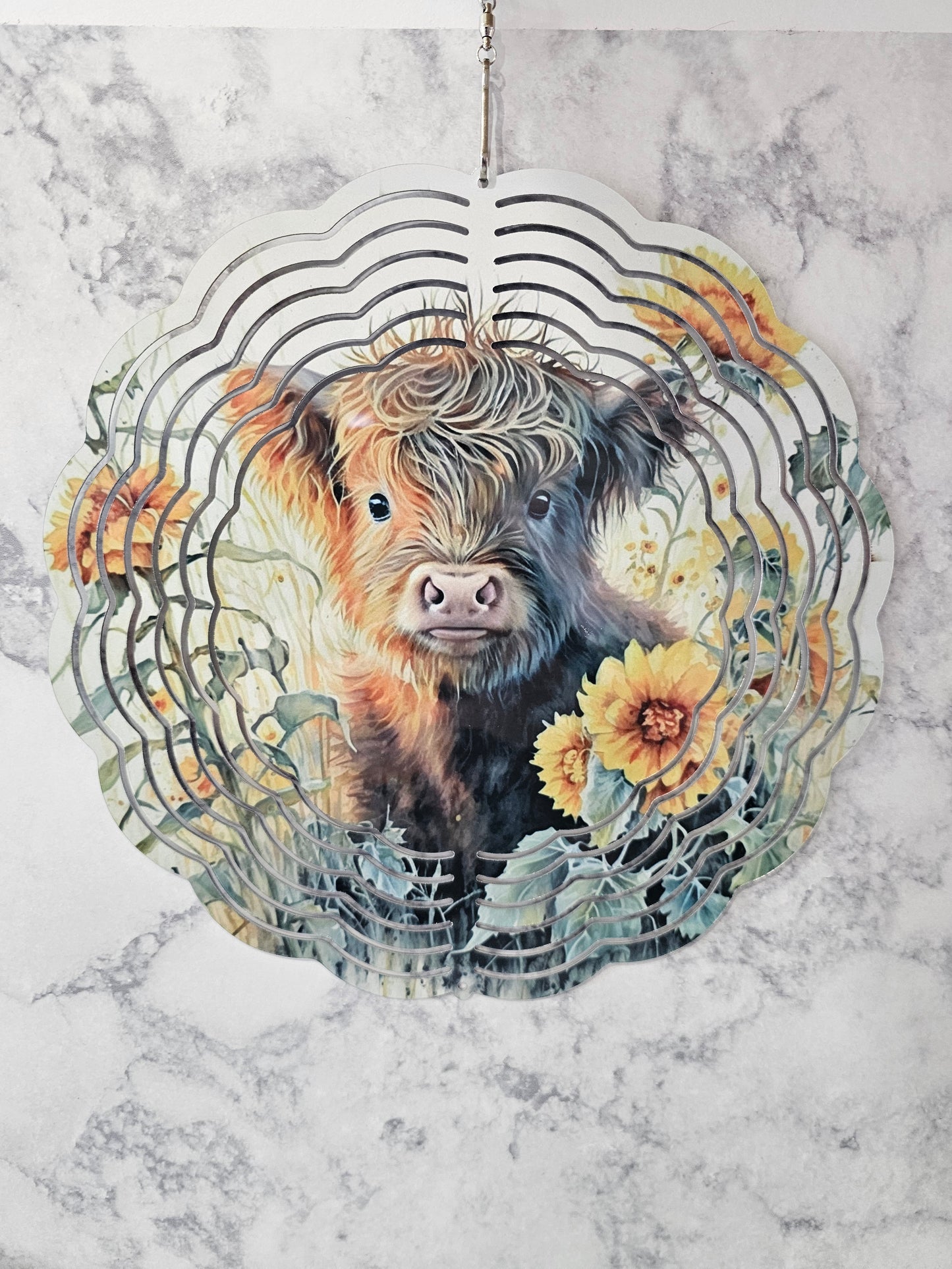 #537 Highland Cow Wind Spinner- 10 Inch
