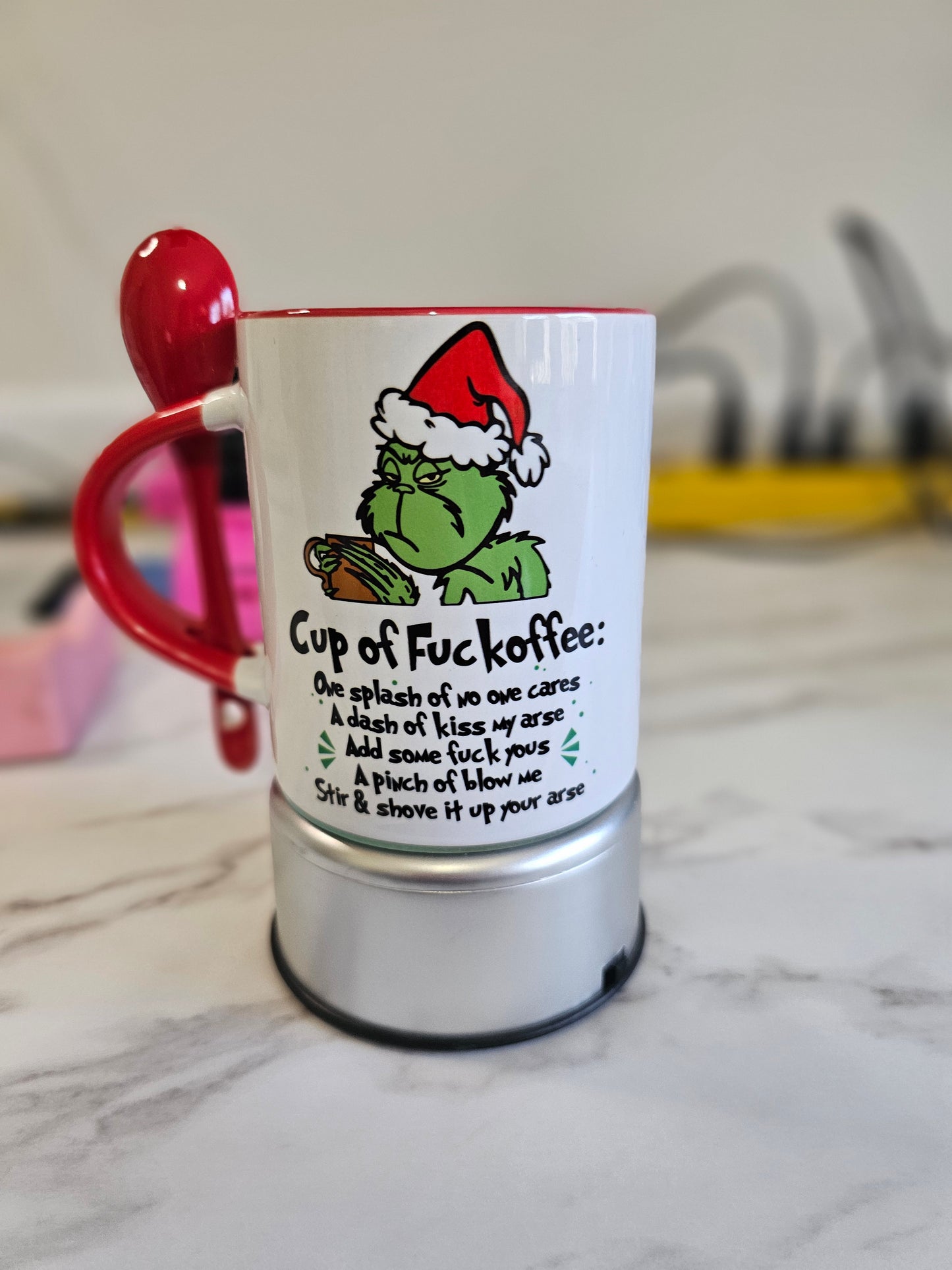 11oz Grinchy Coffee Mug with spoon