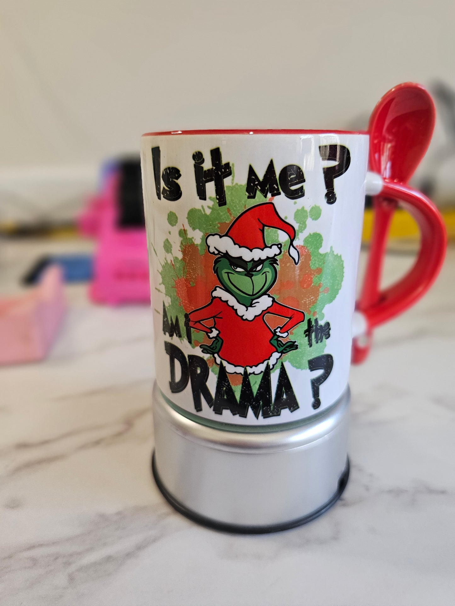 11oz Grinchy Coffee Mug with spoon