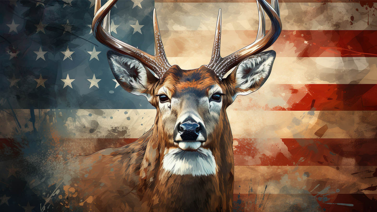 #207 American Flag Deer Can Cooler
