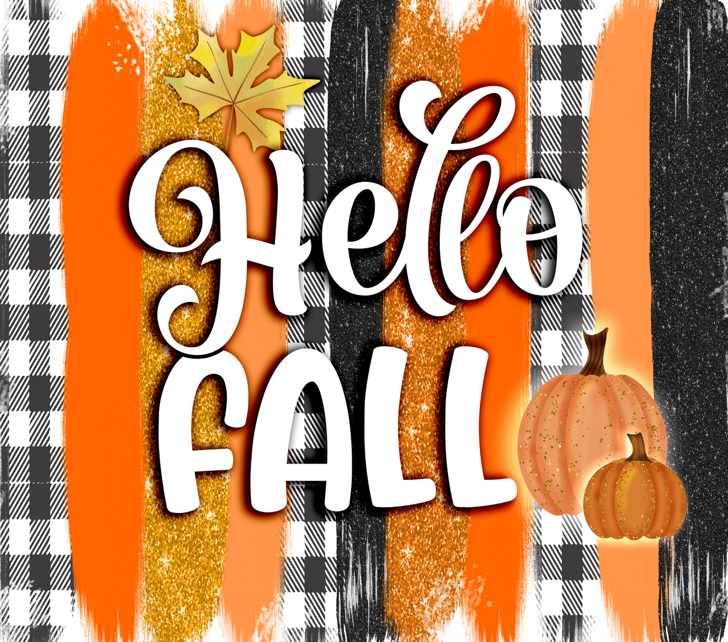#21 Hello Fall Black Plaid Tumbler