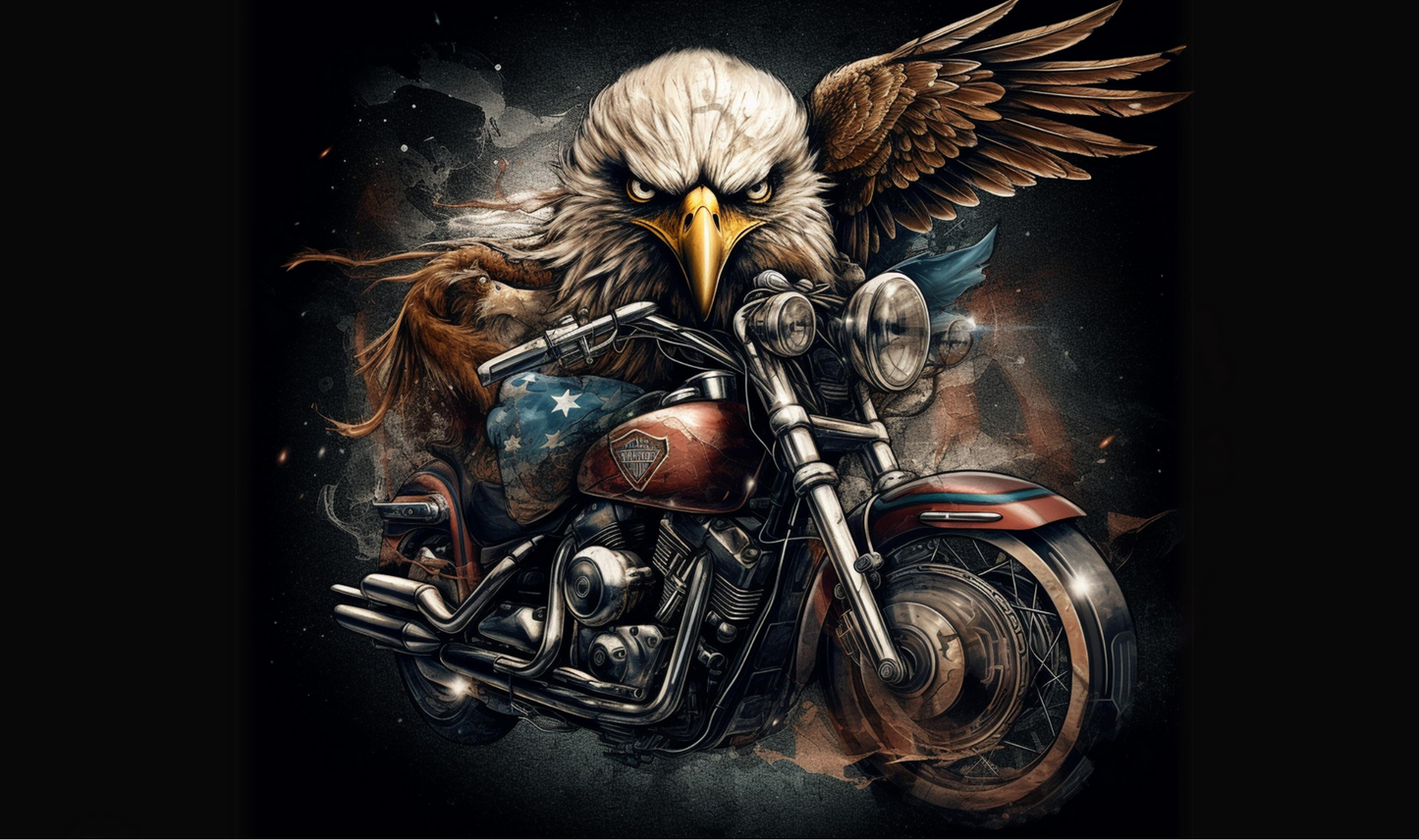 #232 Motorcycle with Eagle Can Cooler