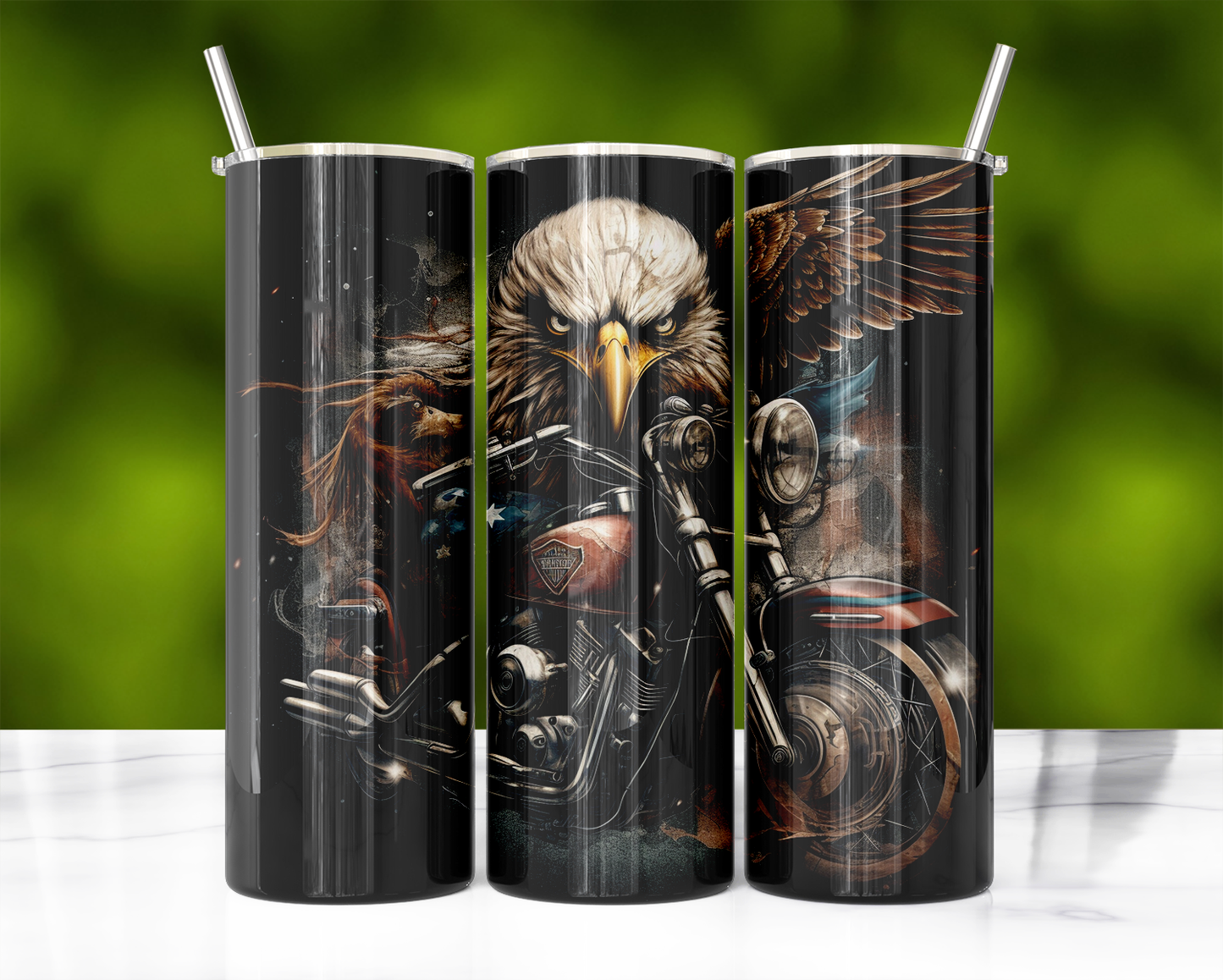 #260 Biker with Eagle Tumbler