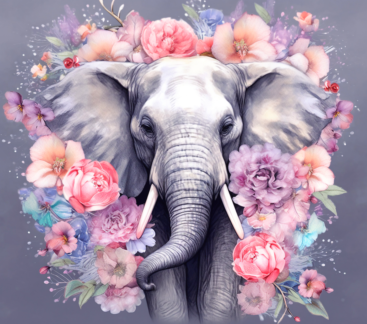 #273 Floral Elephant Tumbler