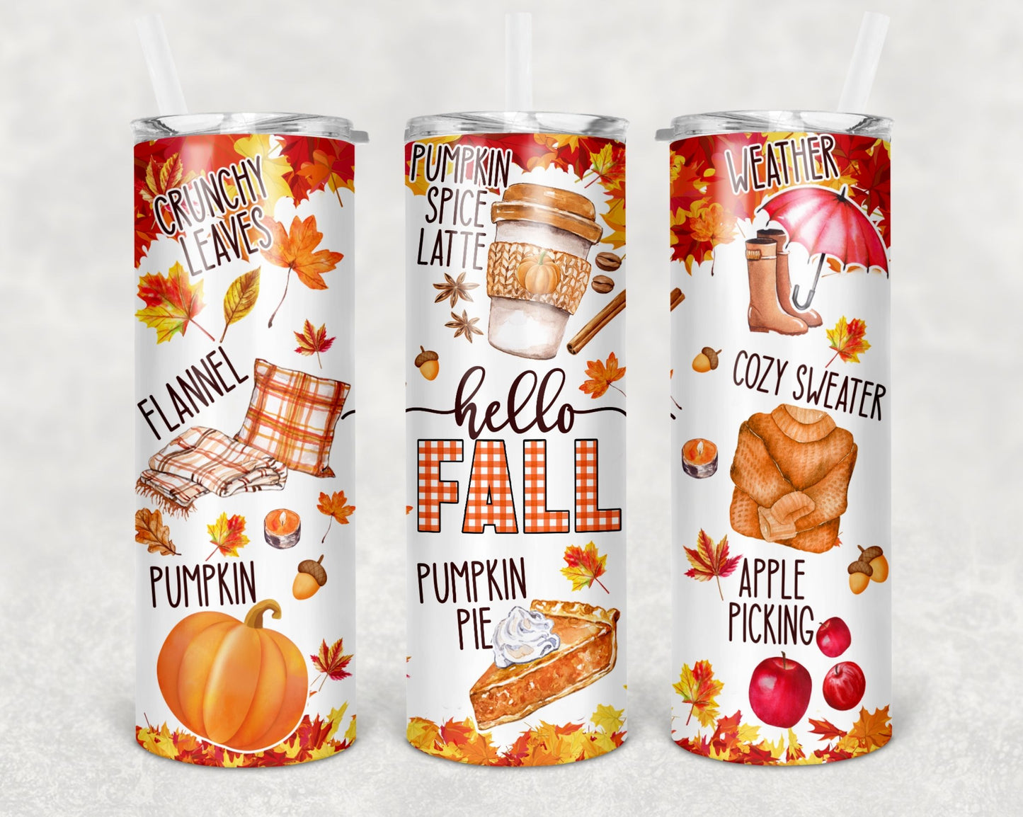 #27 Hello Fall with Leaves Tumbler
