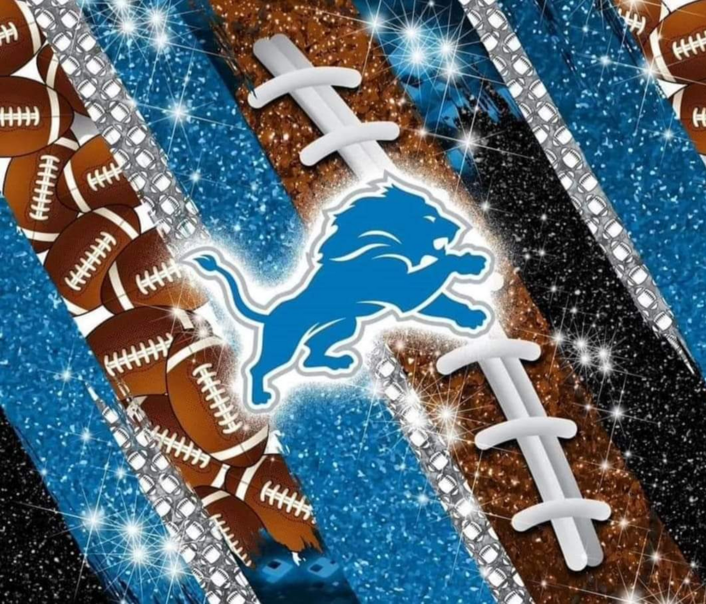 #321 Lions Football and Glitter Tumbler