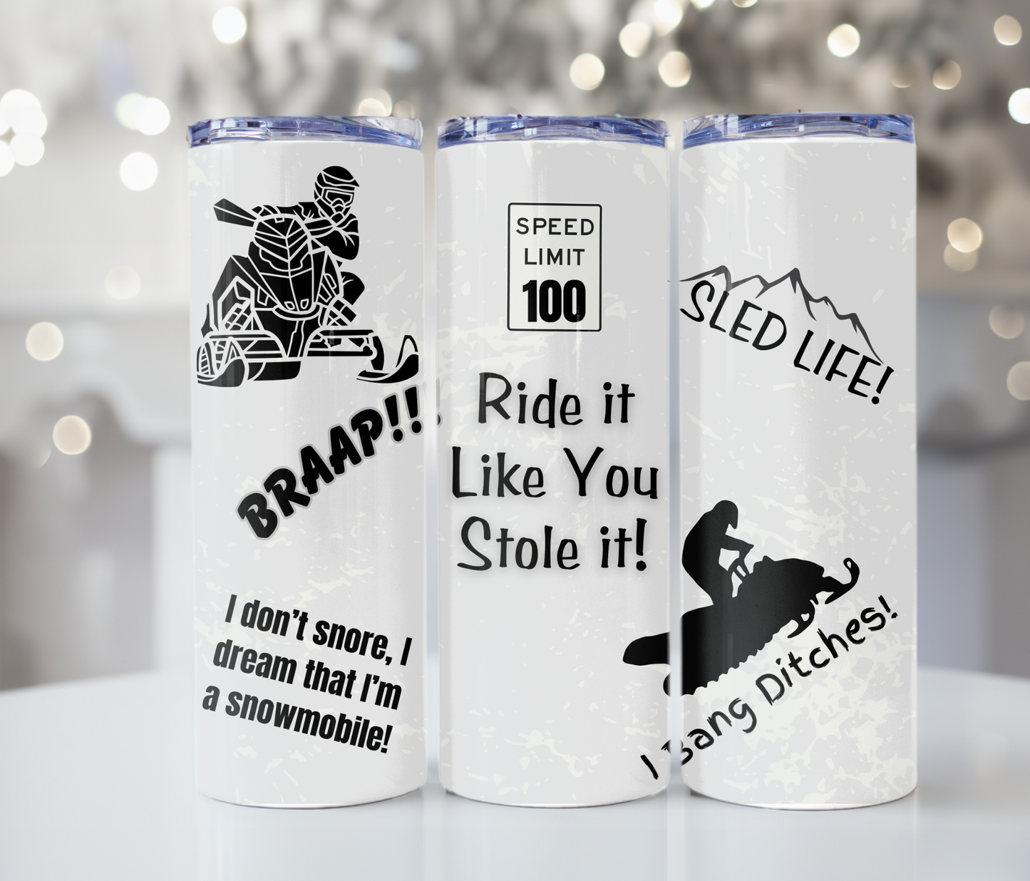 #338 Snowmobiling Ride It Like You Stole It Grey Tumbler