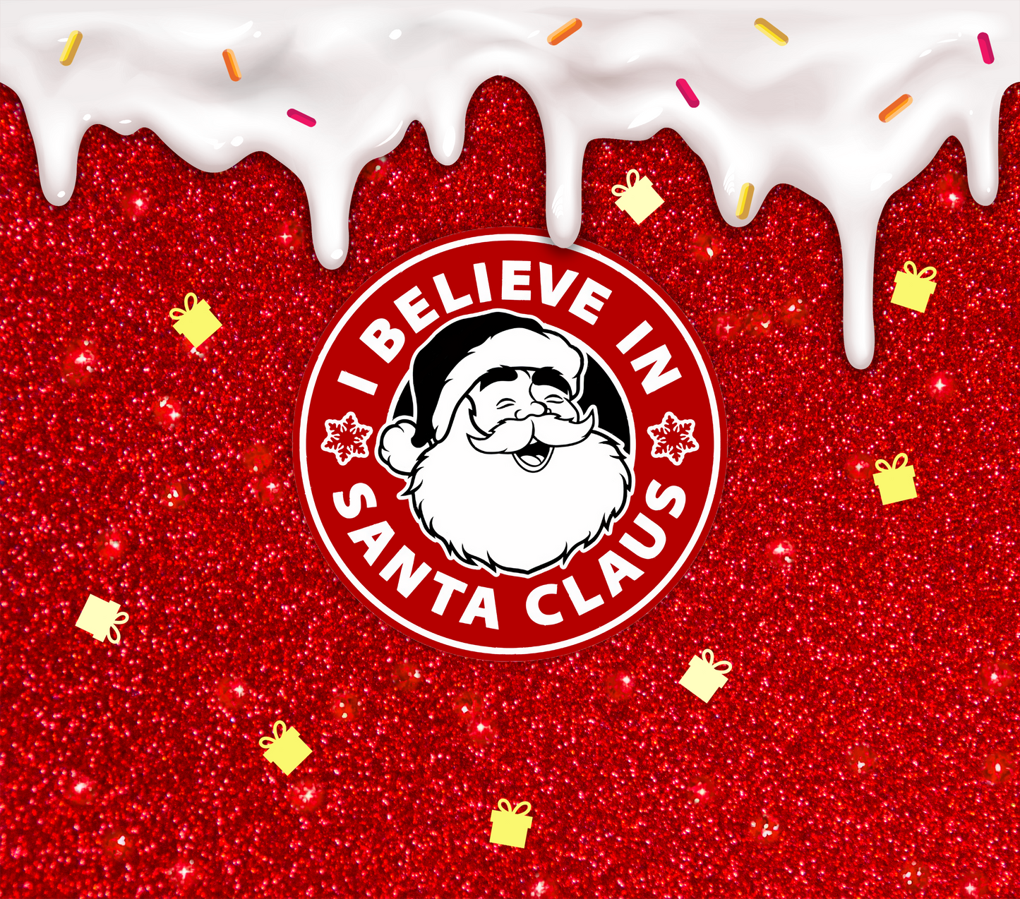 #37 I Believe In Santa Red Glitter Tumbler