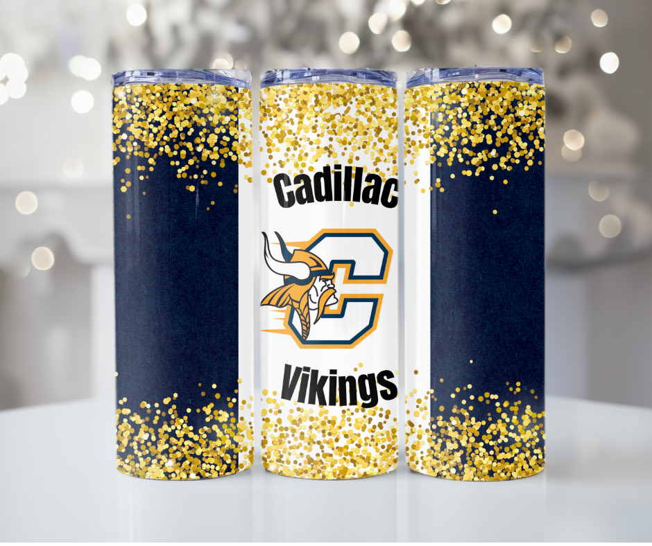 #397 Cadillac Vikings - Gold Glitter Tumbler