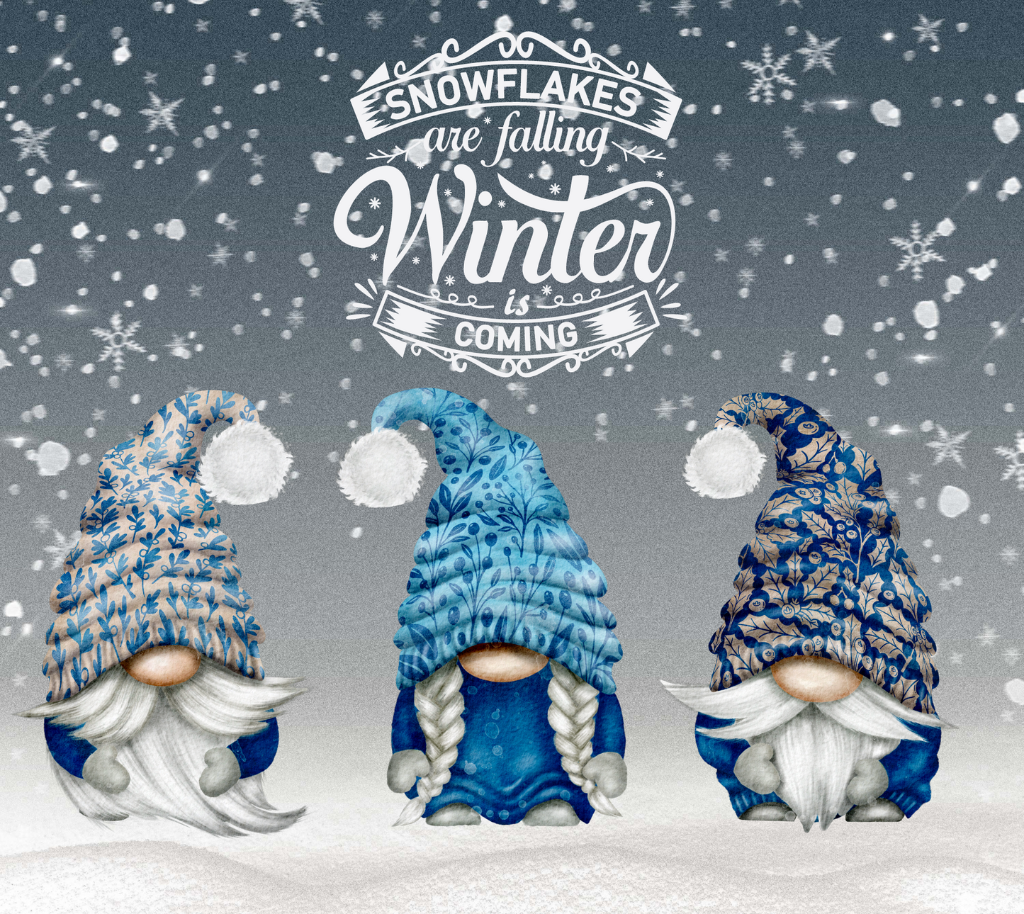 #409 Snowflakes Gnome Tumbler