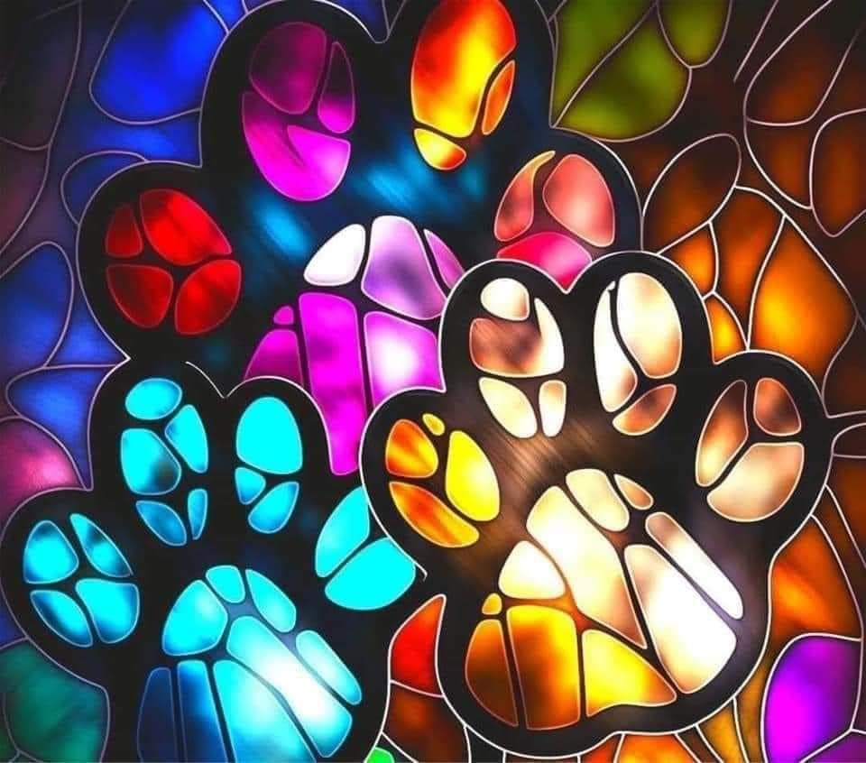 #440 Stained Glass Paw Prints Tumbler