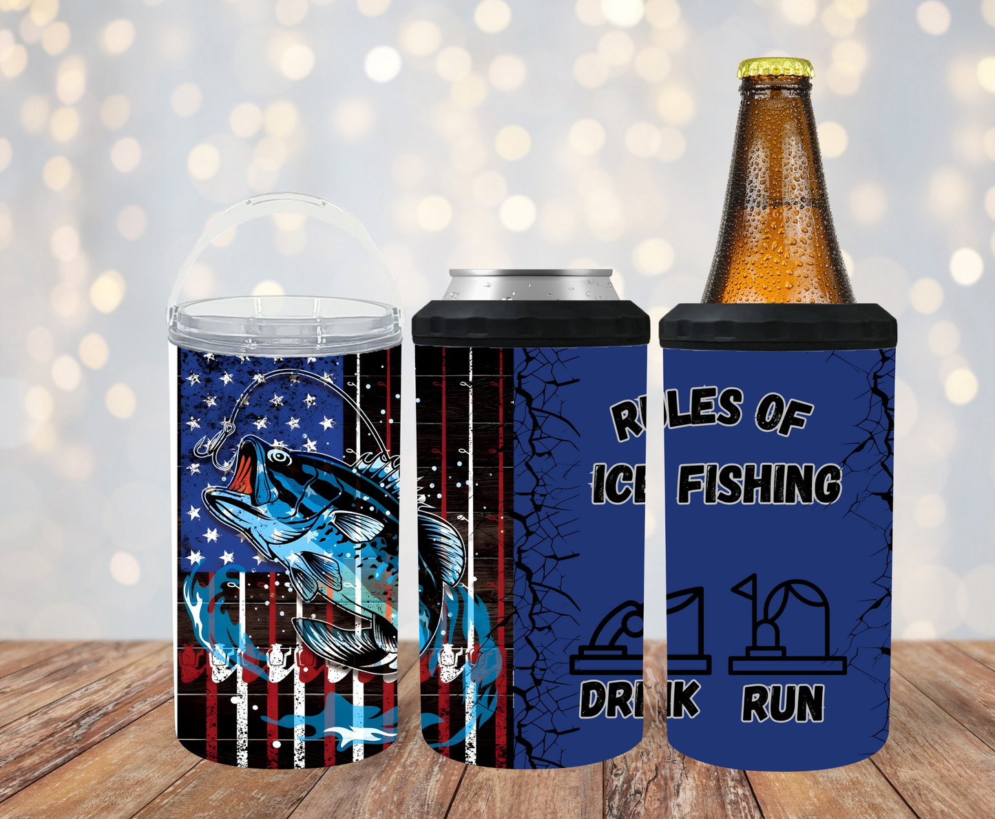 #462 Rules of Ice Fishing - Drink - Run Can Cooler