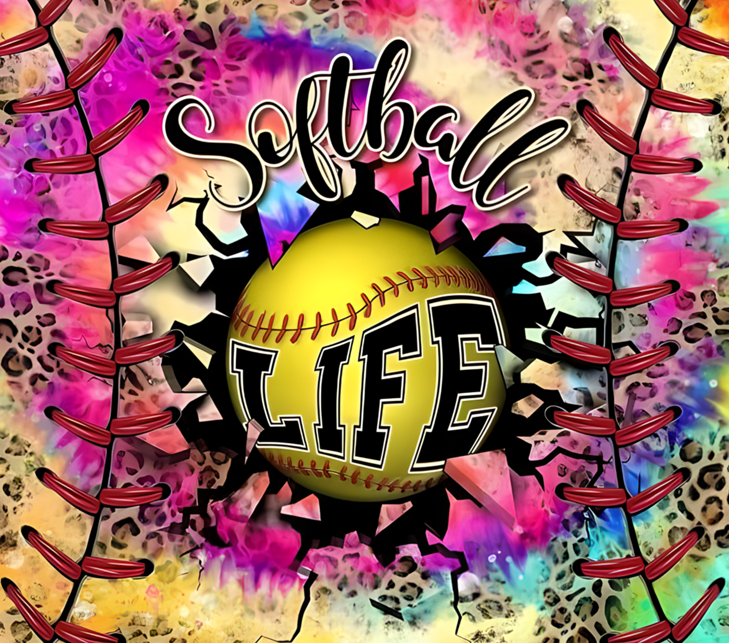 #508 Colorful Softball Life Tumbler