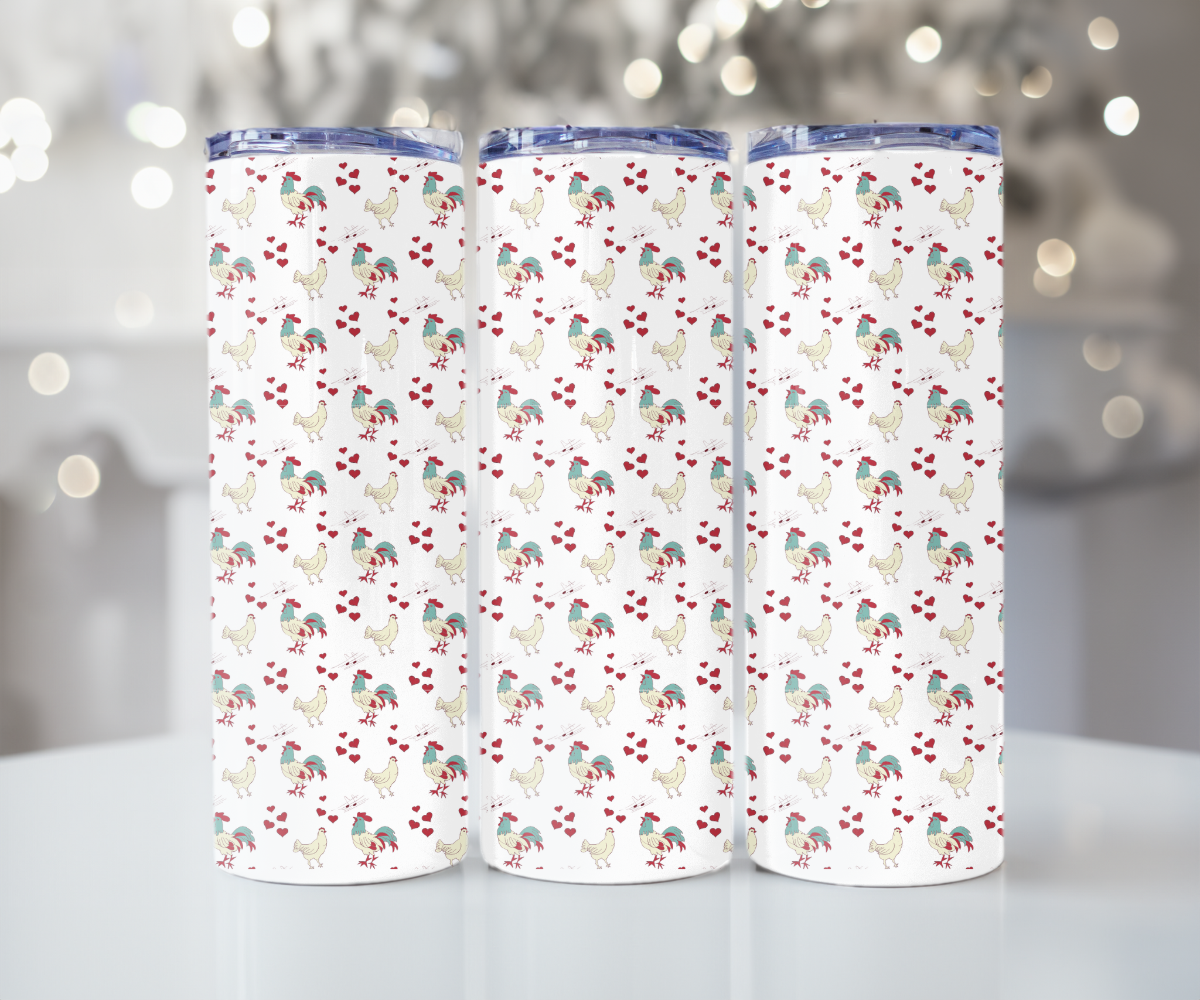 #542 Chickens and Hearts Tumbler
