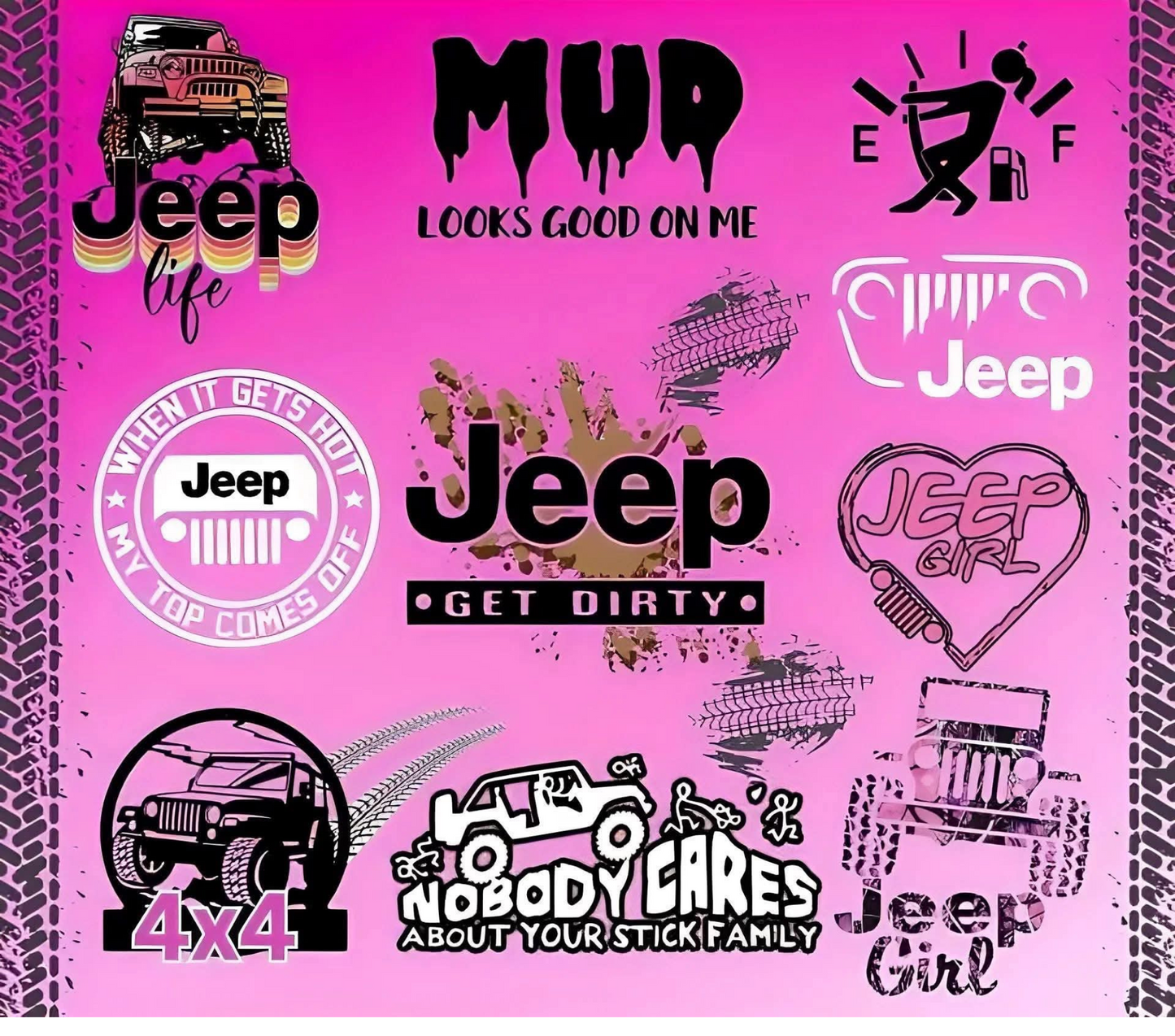 #545 Pink Jeep Get Dirty Tumbler