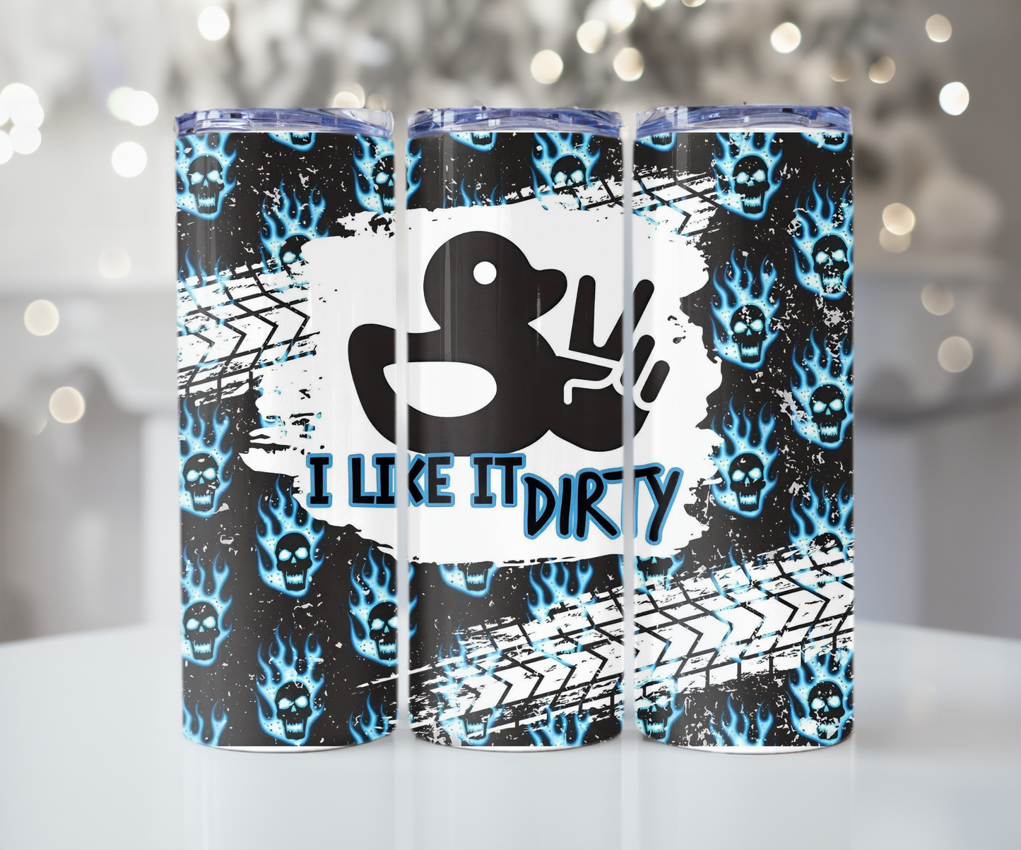 #546 Blue I Like It Dirty Jeep Tumbler