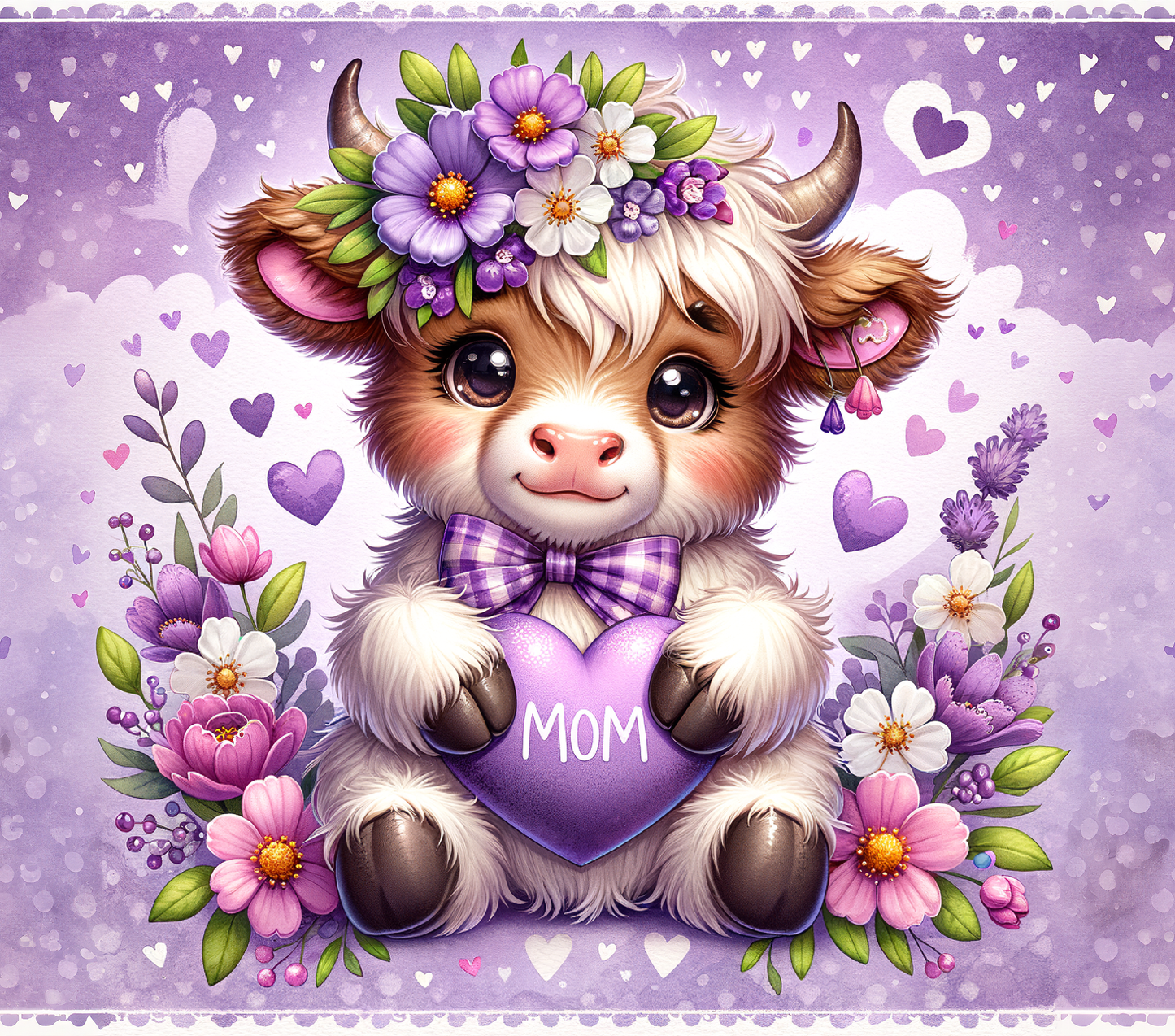 #547 Lilac Highland Cow Mom Tumbler