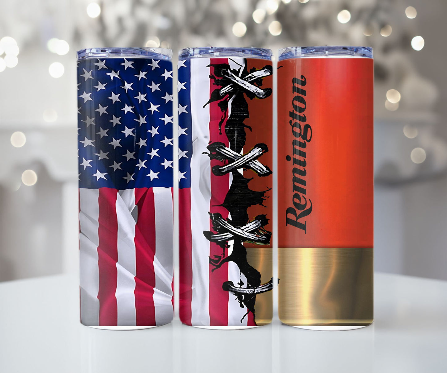 #550 American Flag Shot Gun Shell Tumbler