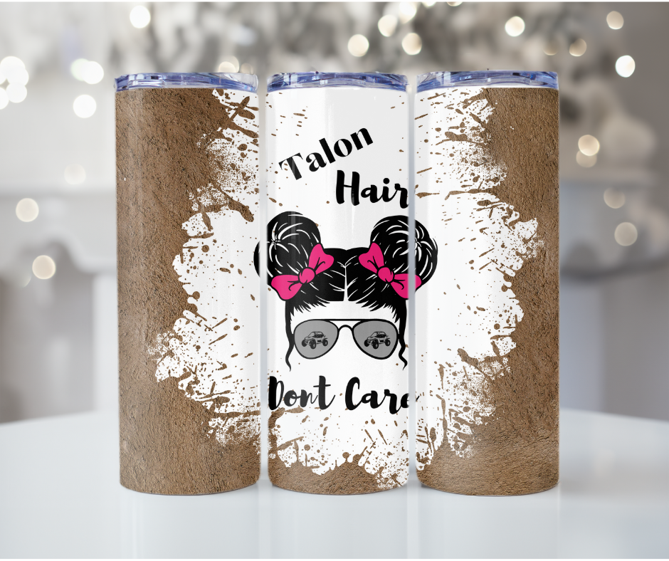 #56 Talon Hair Messy Bun Pink Mud Tumbler