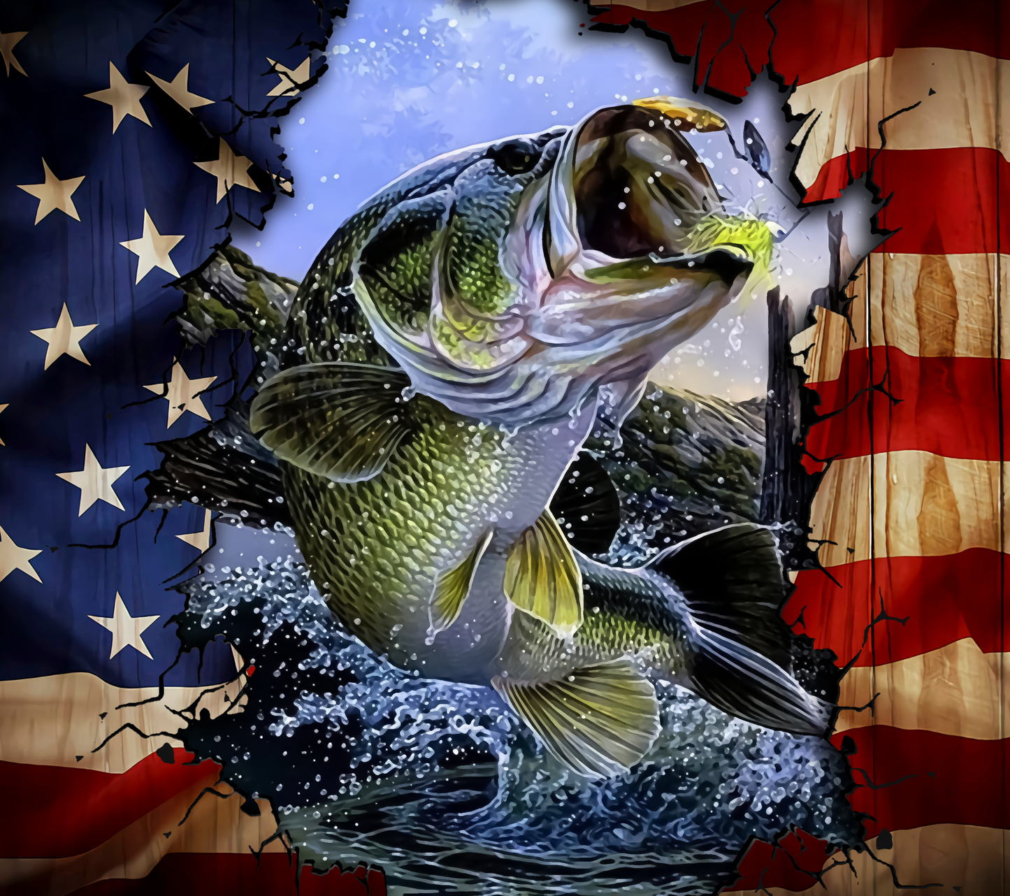 #83 American Flag Bass Tumbler