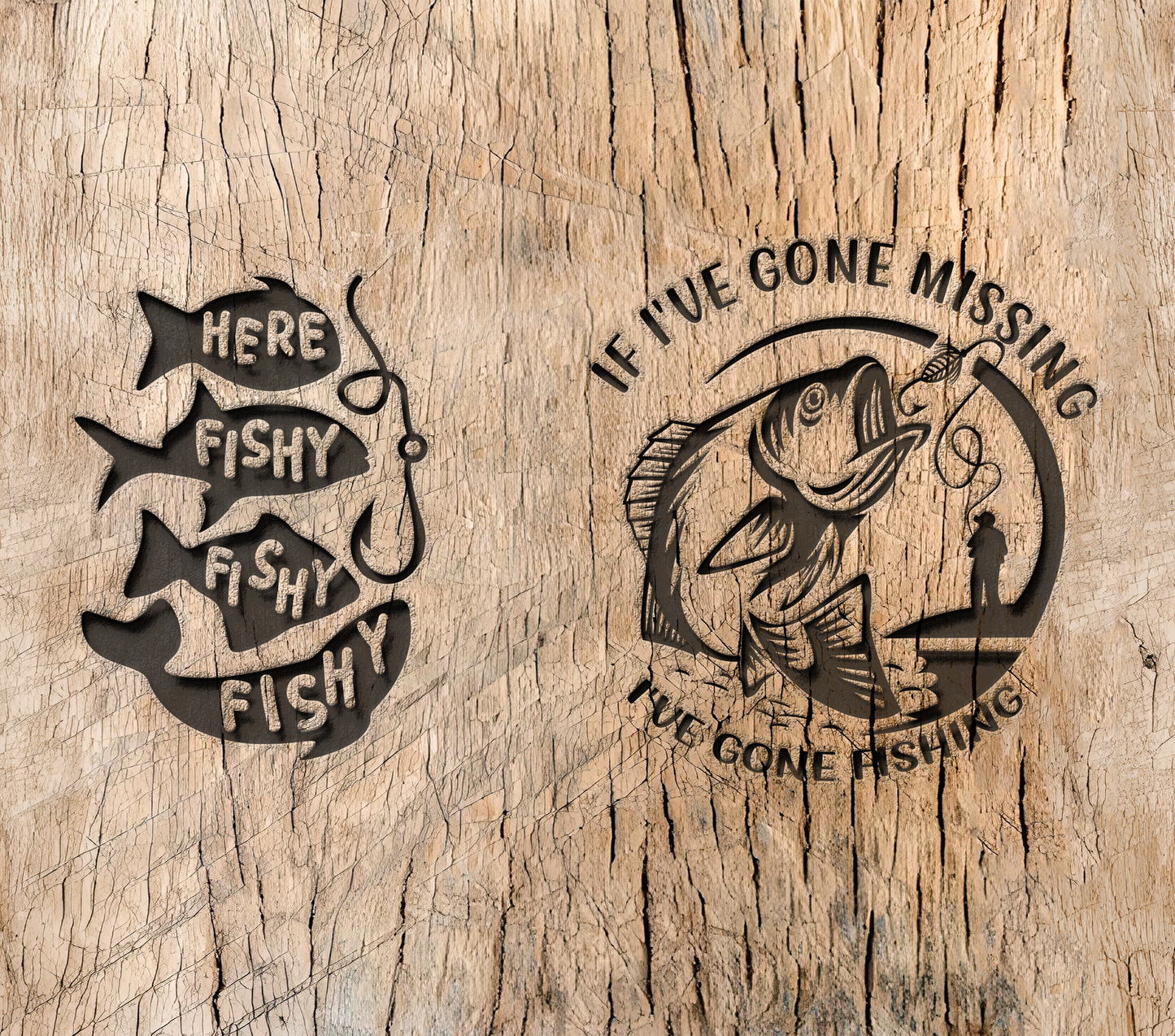 #89 I've Gone Fishing Wood Tumbler