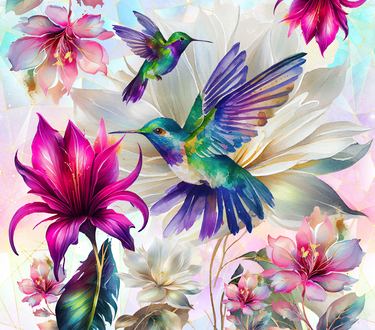 #93 Hummingbirds Floral Tumbler