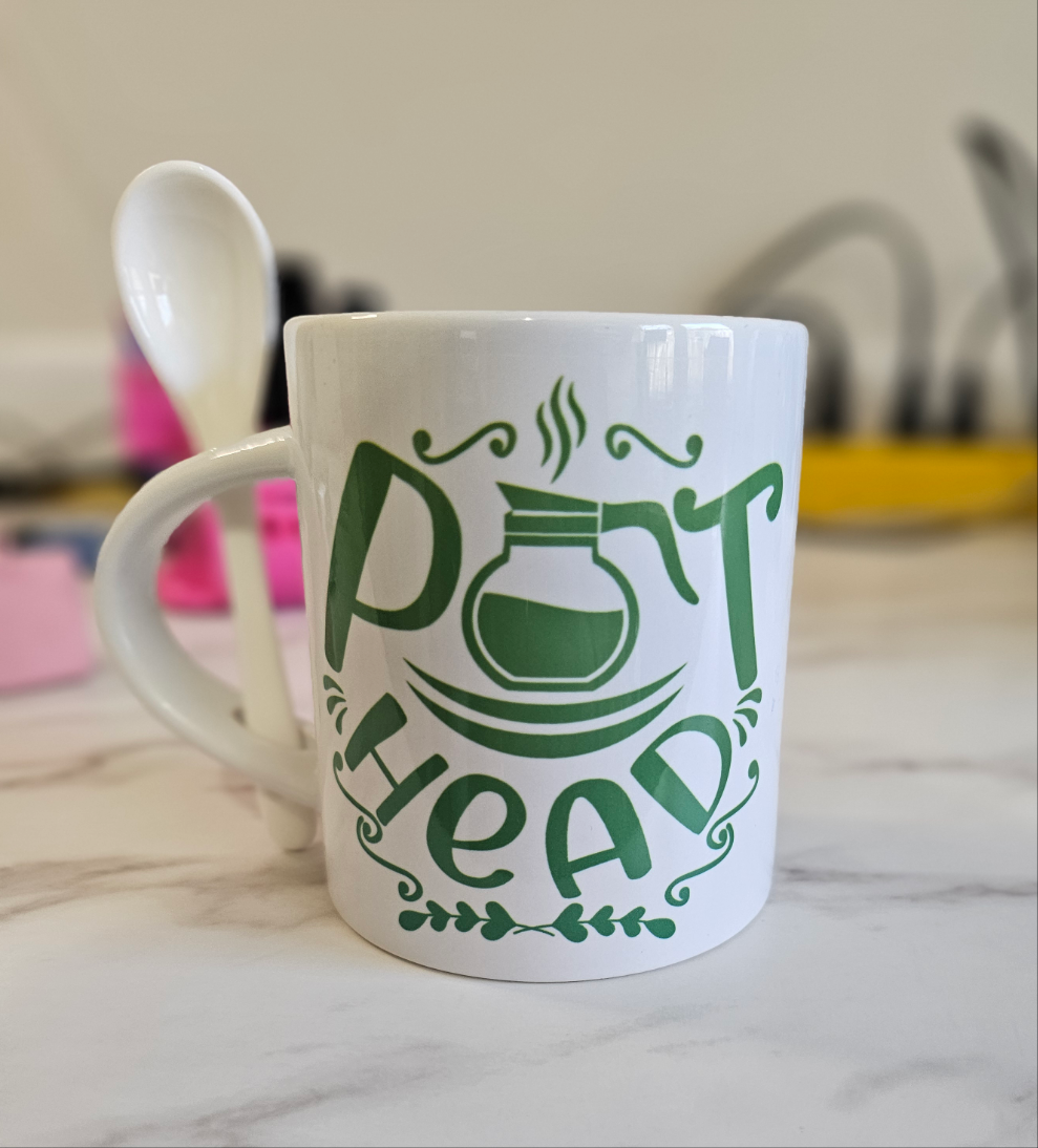 11oz Pot Head Coffee Mug w/ Spoon