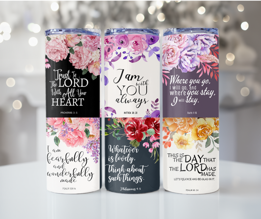#107 Bible Verse Floral Tumbler