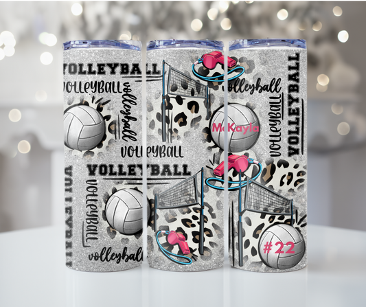 #12 Customized Grey Volleyball Tumbler