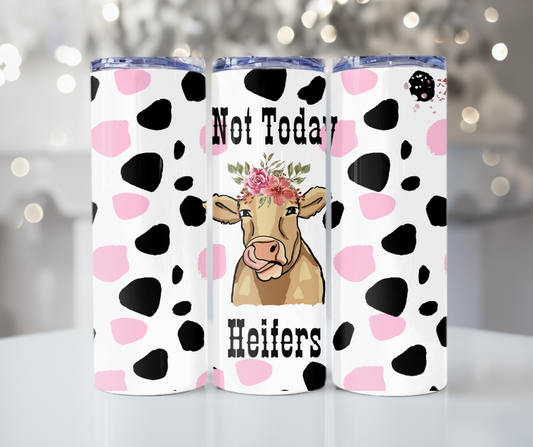 #138 Not Today Heifers Brown and Pink Cow Tumbler