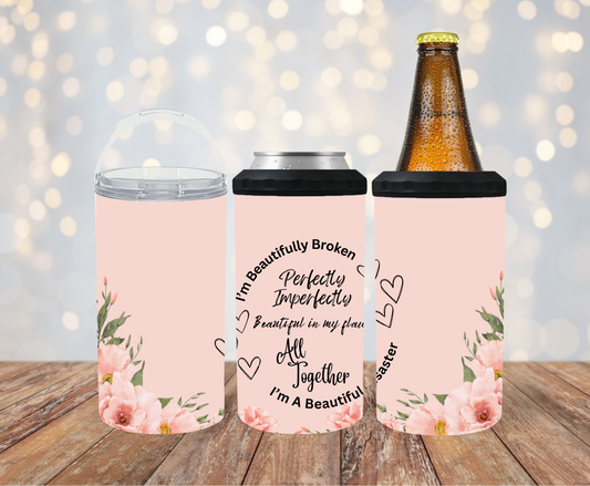 #155 Beautiful Disaster Pink Peony Can Cooler