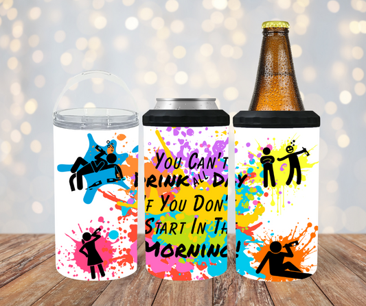 #160 Drink All Day Paint Splash Can Cooler