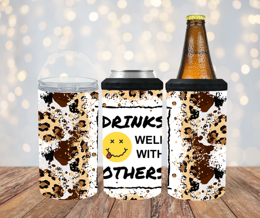 #162 Drinks Well With Others Cheet Print Can Cooler