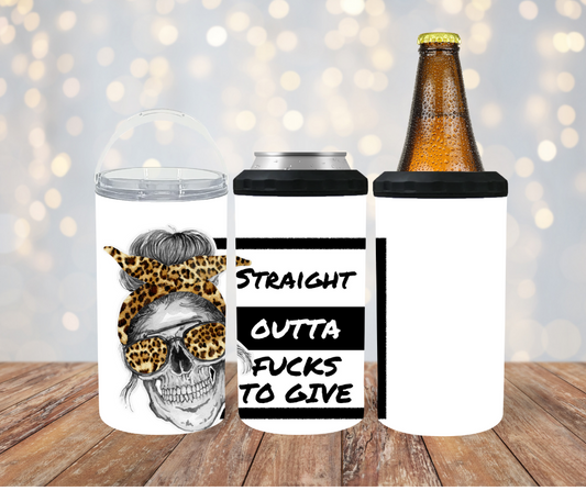 #172 Straight Outta Fucks to Give Cheeta Skeleton Can Cooler