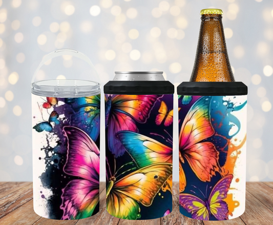 #186 Colorful Butterfly Can Cooler