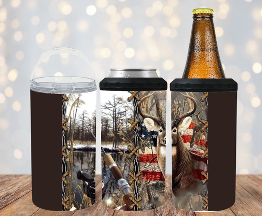 #187 Buck with Riffle Can Cooler