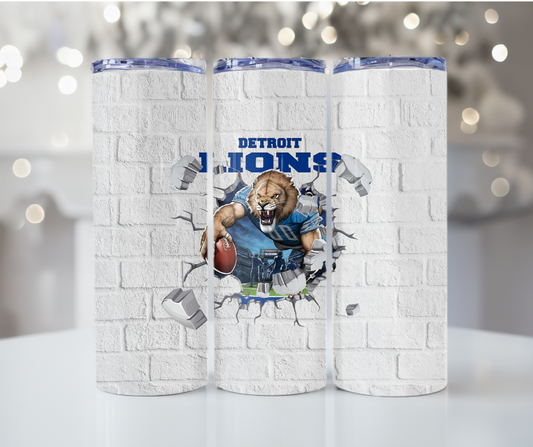 #1 Detroit Lions White Brick Tumbler