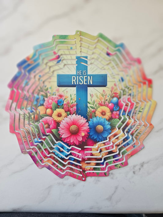 #539 He Is Risen Garden Wind Spinner - 8 inch