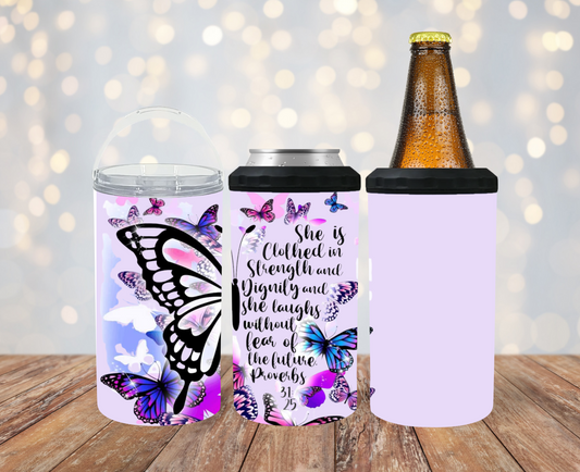 #224 Proverbs 31.25 with Butterflies Can Cooler