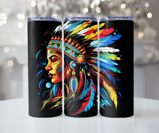 #228 Native American Women Multicolored Tumbler