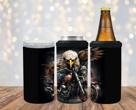#232 Motorcycle with Eagle Can Cooler